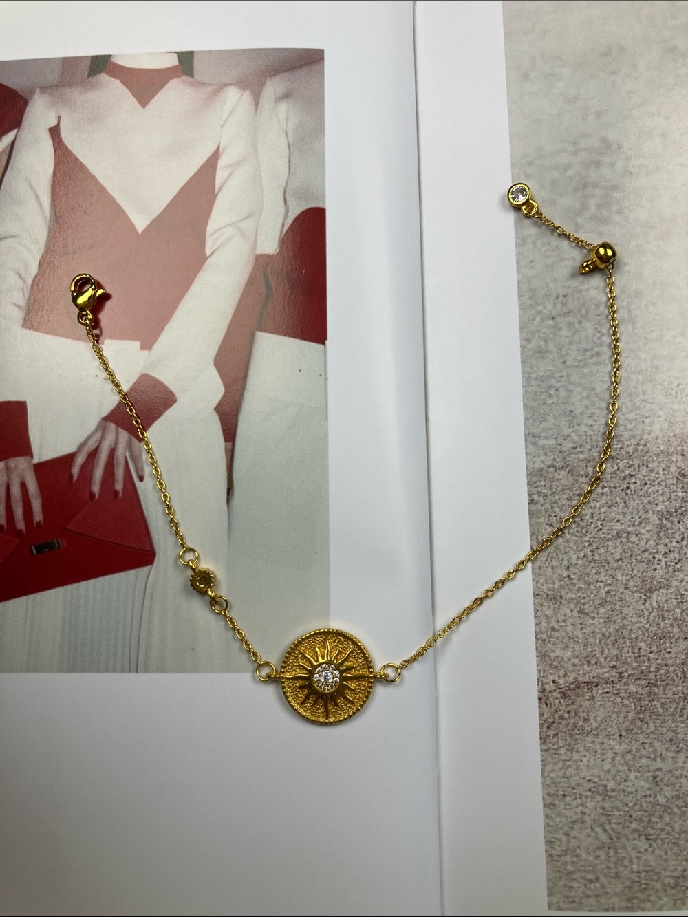 Gold Sunburst Disc Chain Bracelet - Women Jewelry